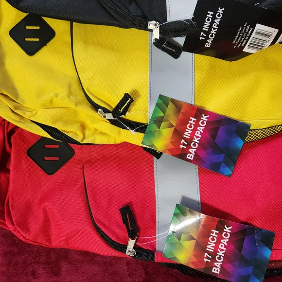 Vibrant Kids Backpack Trio - Red, Yellow, and Black - Picture 2 of 9
